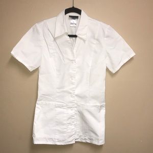 Cherokee scrub uniform top white button down